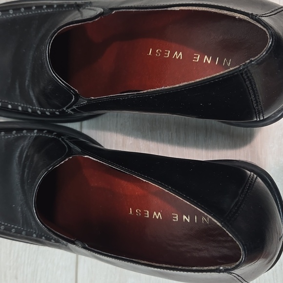 Vintage Nine West Kinetic Leather Y2k Women's Loafers Square Toe Heel Shoes 7.5M - Picture 6 of 12